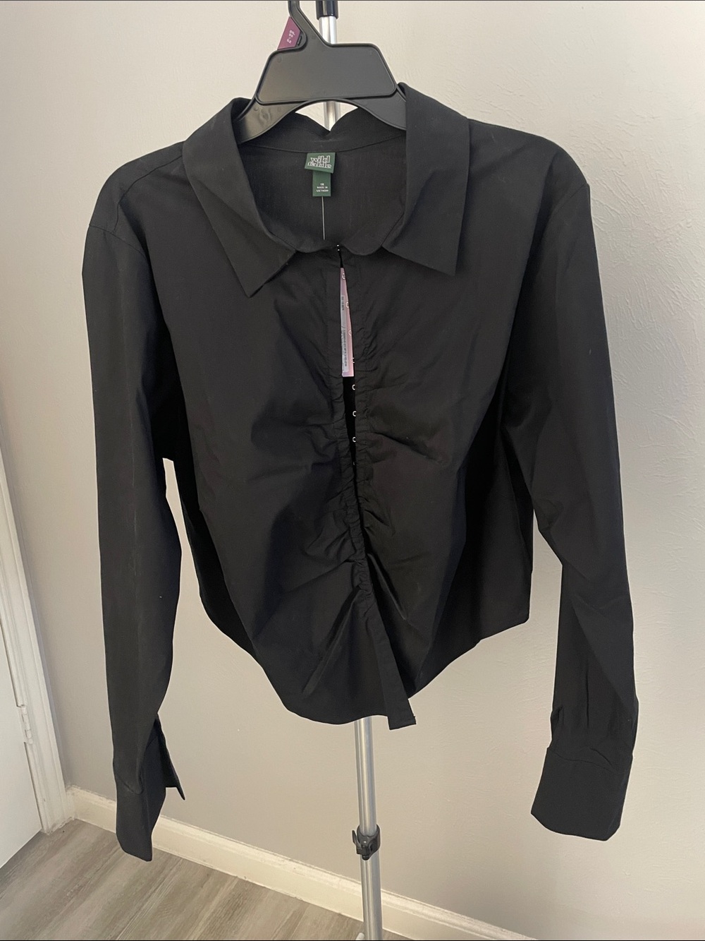 wild fable Black Gathered Front Hook and Eye Closure Shirt